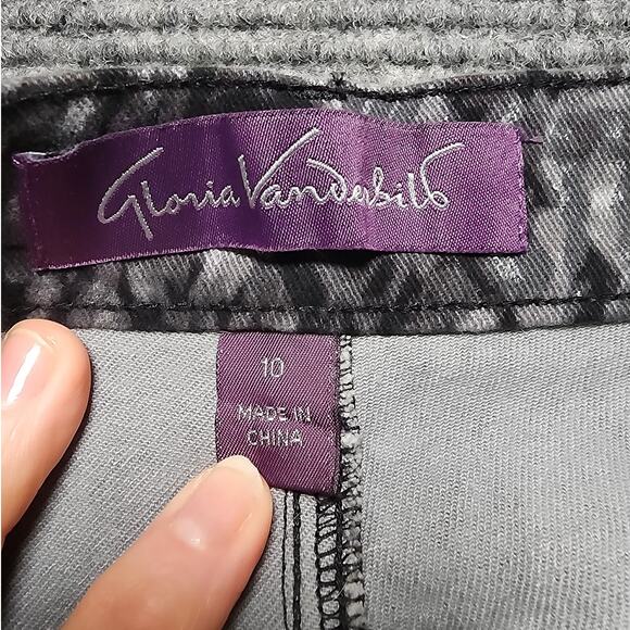 Gloria Vanderbilt Womens Amanada Sz 10 Black & Gray Geometric Denim Jeans Retro - Picture 8 of 12